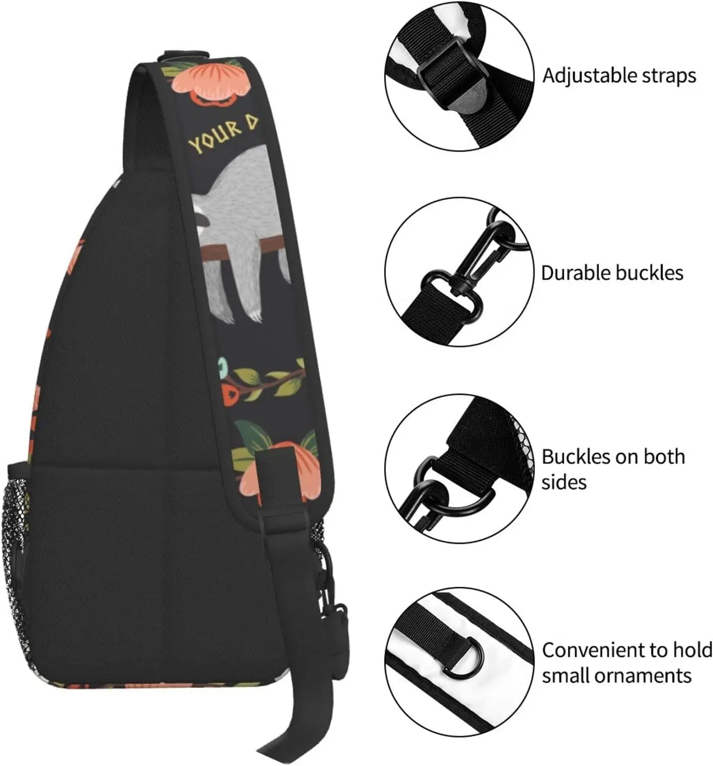 Sloth Sling Bag Crossbody Travel Chest Backpack Outdoor Sports