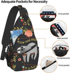 Sloth Sling Bag Crossbody Travel Chest Backpack Outdoor Sports