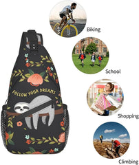 Sloth Sling Bag Crossbody Travel Chest Backpack Outdoor Sports