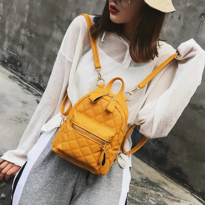 Small PU Leather Backpack Portable Women Bag