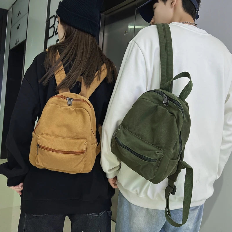 Vintage Canvas Mini Backpack Unisex Women Men Bags Teenage Girls