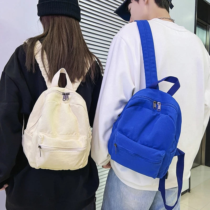 Vintage Canvas Backpack Unisex Women Men Bags Teen Girls Mini Rucksack