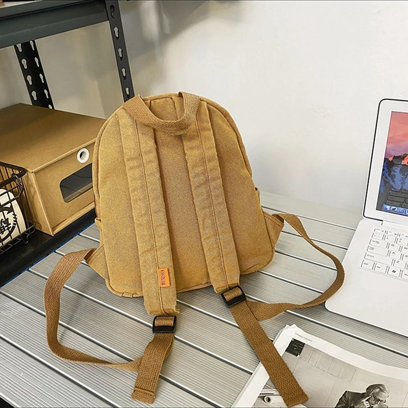 Vintage Canvas Backpack Unisex Women Men Bags Teen Girls Mini Rucksack