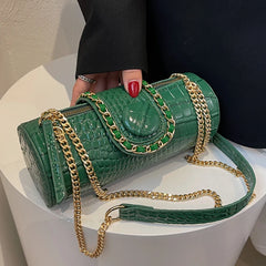 Barrel Shaped PU Leather Crossbody Bag for Women