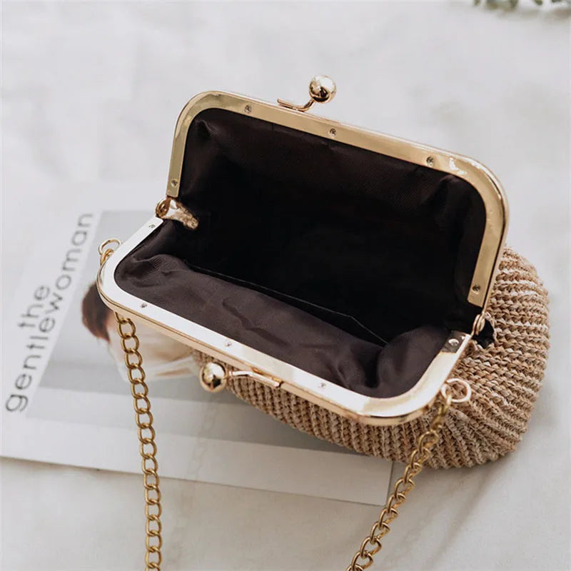Boho Crossbody Bag Women Evening Clutch Rattan Beach Messenger Handbag