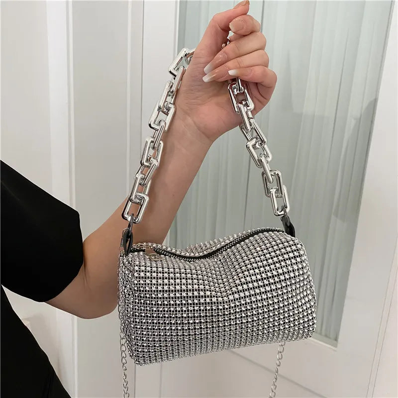 Women's Small Crossbody Messenger Bag Bling Diamond Summer Travel Shoulder Purse