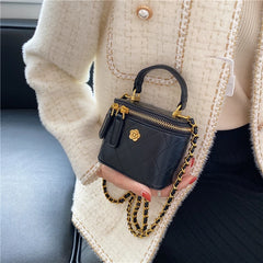 Quilted Crossbody Bag with Metal Chain - Small Shoulder Clutch