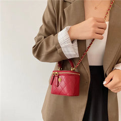 Quilted Crossbody Bag with Metal Chain - Small Shoulder Clutch
