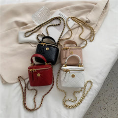 Quilted Crossbody Bag with Metal Chain - Small Shoulder Clutch