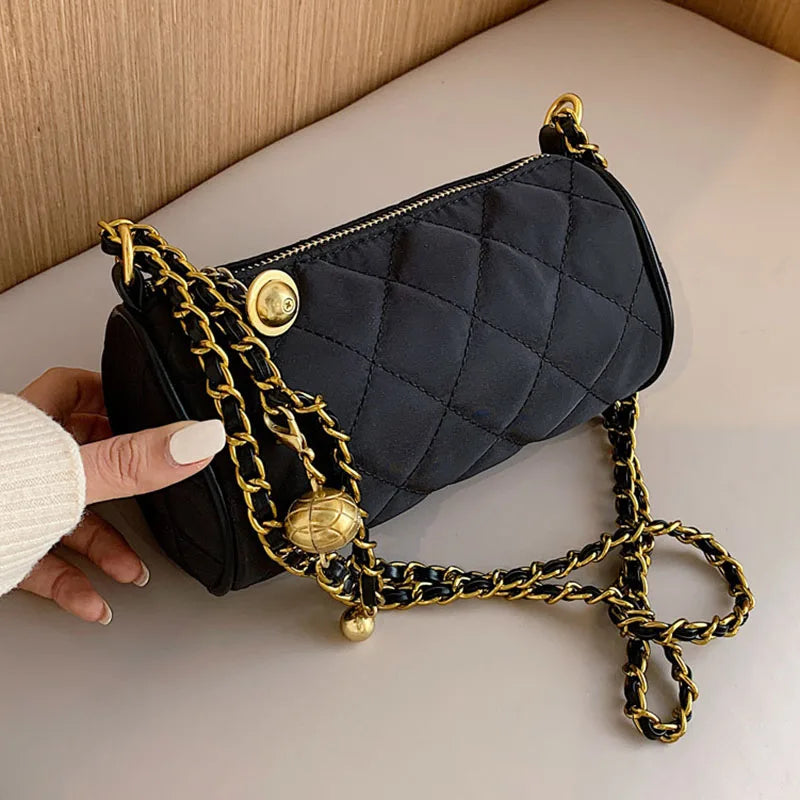 Small Diamond Lattice Shoulder Bags High Nylon Chains Women Messenger Bag
