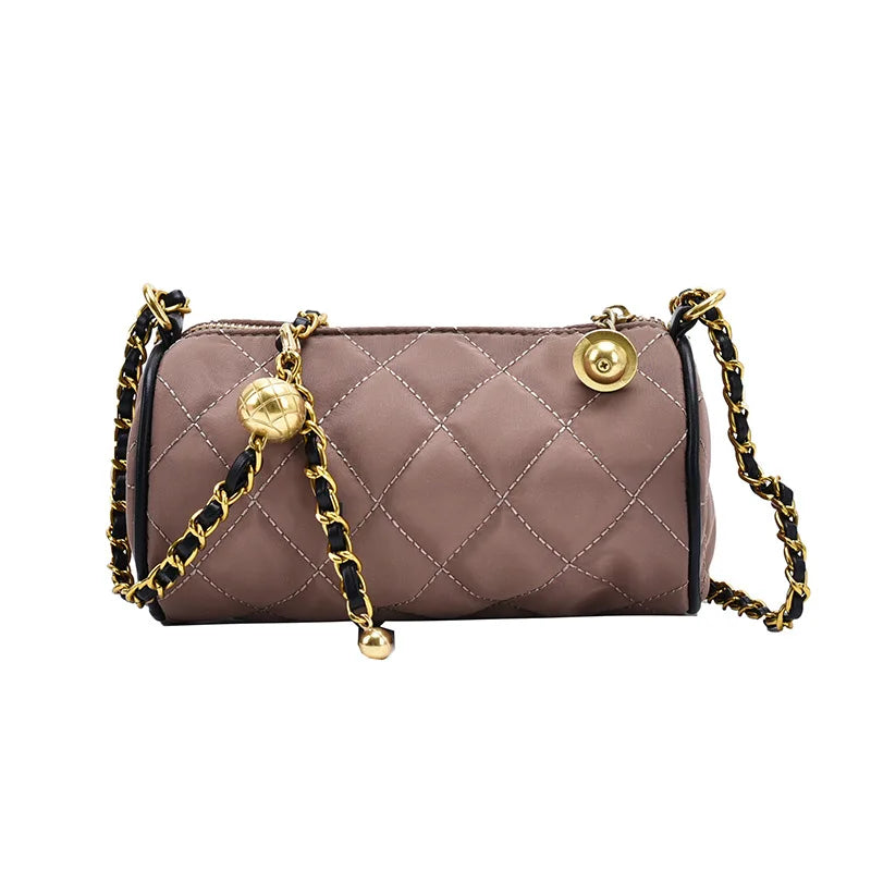Small Diamond Lattice Shoulder Bags High Nylon Chains Women Messenger Bag