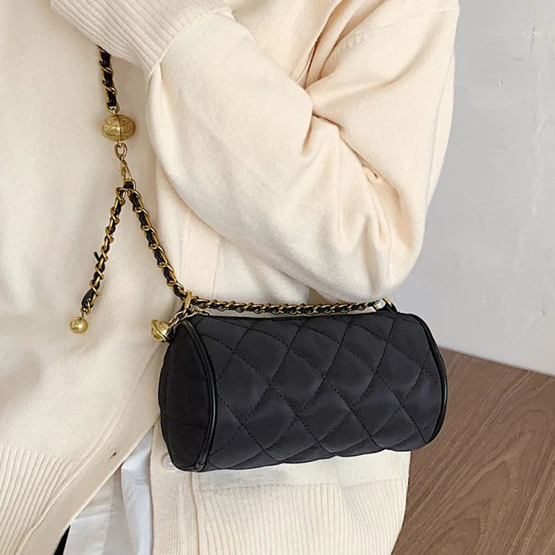 Small Diamond Lattice Shoulder Bags High Nylon Chains Women Messenger Bag