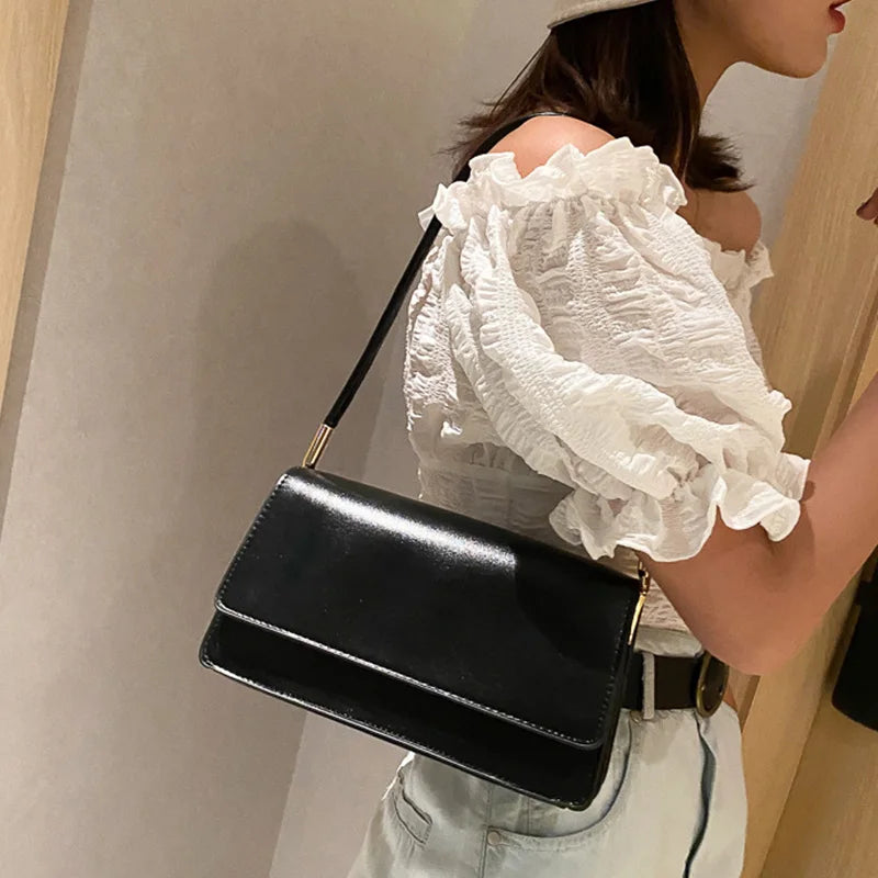 Square Crossbody Bag Women PU Leather Flap Shoulder Handbag