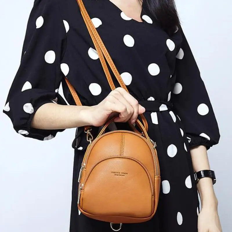 Small Women Backpack Two-use Shoulder Bag Soft Candy Female Bags