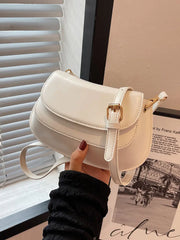 Small Flap Handbag Crossbody Bag for Women PU Leather Solid
