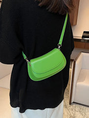 Small Flap Handbag Crossbody Bag for Women PU Leather Solid