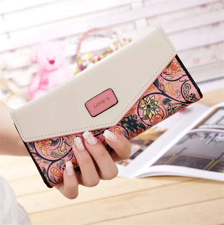 Small Garden Flowers Wallet Long Contrasting Envelope Bag