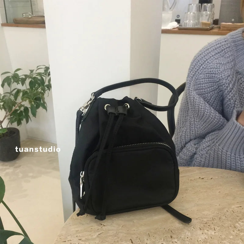 Canvas Shoulder Bags Tassel Bucket Bags Crossbody Bags