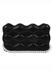 Small Beaded Crossbody Bag for Women Pu Leather Handbag