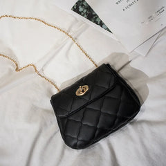 Small Women's Messenger Bag Diamond Chain Crossbody Soft Casual PU Leather