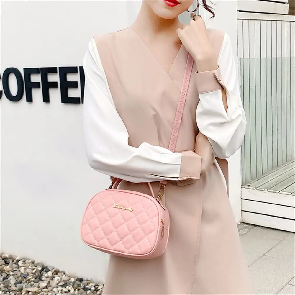 Lingge Embroidery Camera Shoulder Bag Women