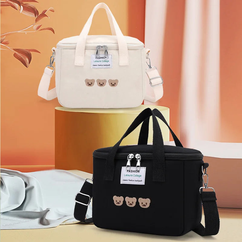 Bear Embroidery Mother Baby Bag Diaper Waterproof Insulation Mommy Bag