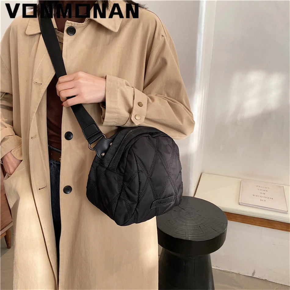 Nylon Quilted Crossbody Bag for Women - Winter Handbag Trend