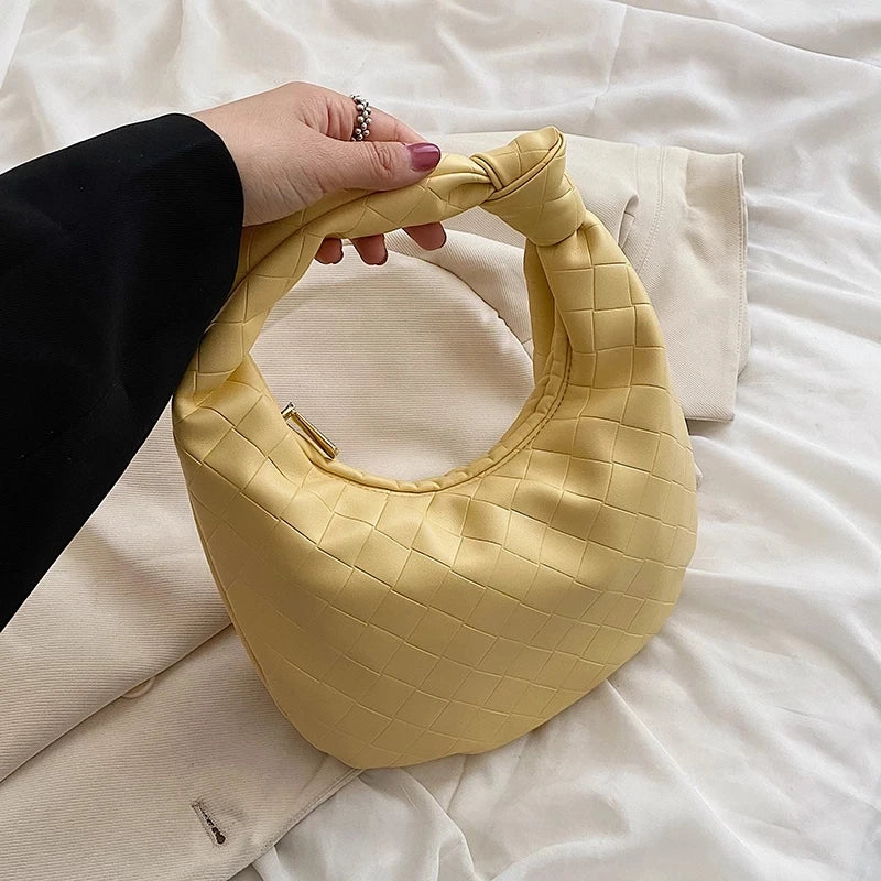 Summer Women's Weave Clutch Small PU Leather Handbag Tote