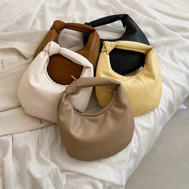 Summer Women's Weave Clutch Small PU Leather Handbag Tote
