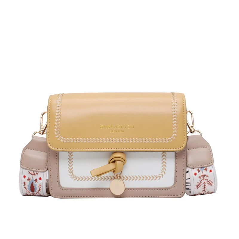 Panelled Flap Bag PU Leather Shoulder Bags for Women