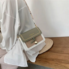 Panelled Flap Bag PU Leather Shoulder Bags for Women