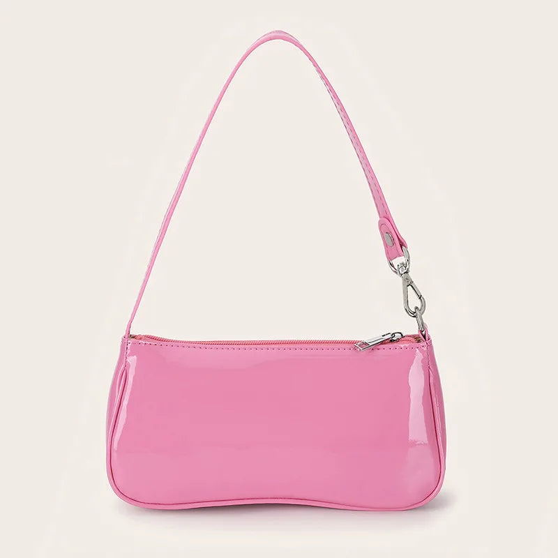 Pink Leather Handbag Beige Shoulder Bag Side Bag