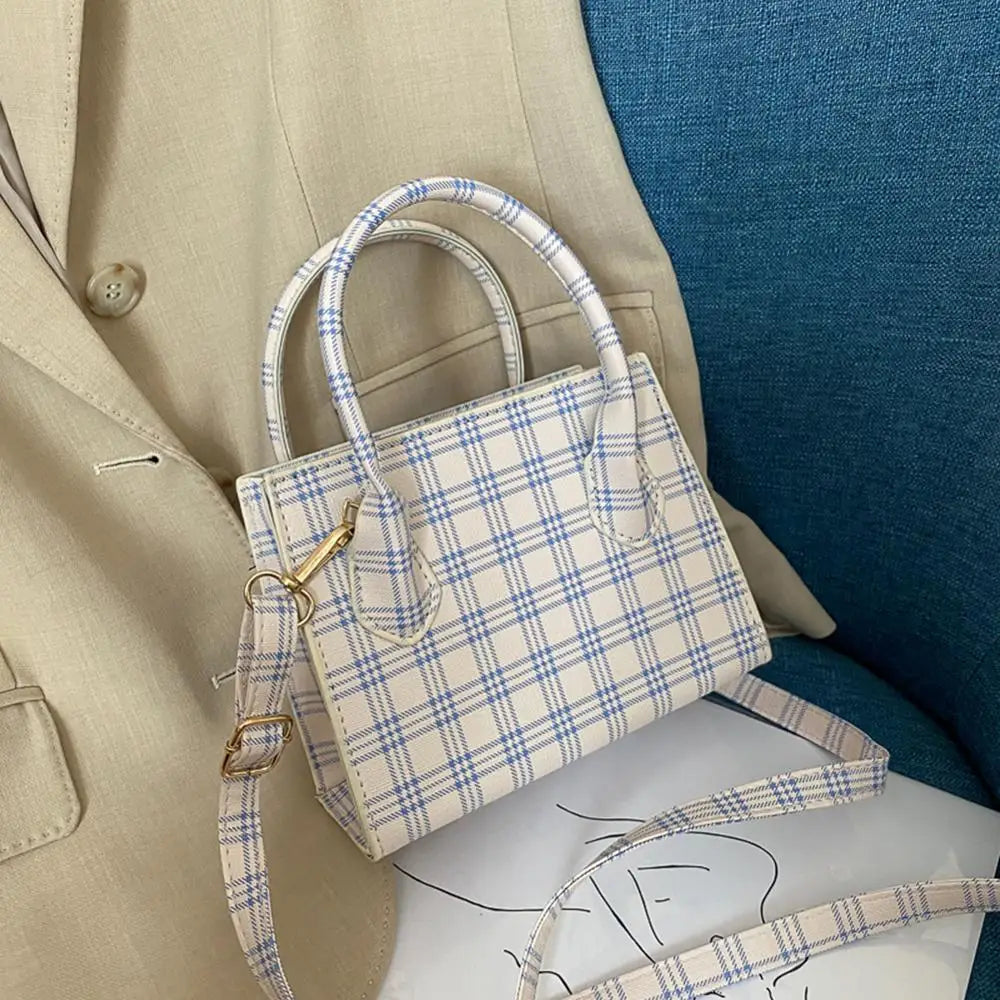 Plaid PU Leather Crossbody Bags For Women Summer Lady Shoulder Handbags