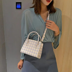 Plaid PU Leather Crossbody Bags For Women Summer Lady Shoulder Handbags