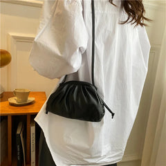 Pleated Clip Women's Shoulder Crossbody Bag Soft PU Leather HandBag Messenger