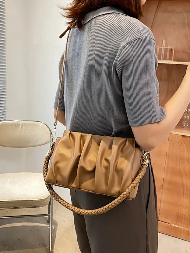Pleated Underarm Crossbody Bag Women's Handbag