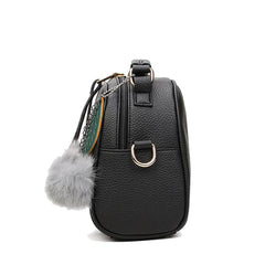 Women's Hairball Crossbody Bag PU Leather Messenger Bag