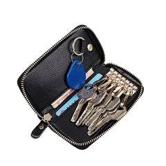 10 Colors Option Split Cow Leather Zipper Pocket Keys Case Holder Bag