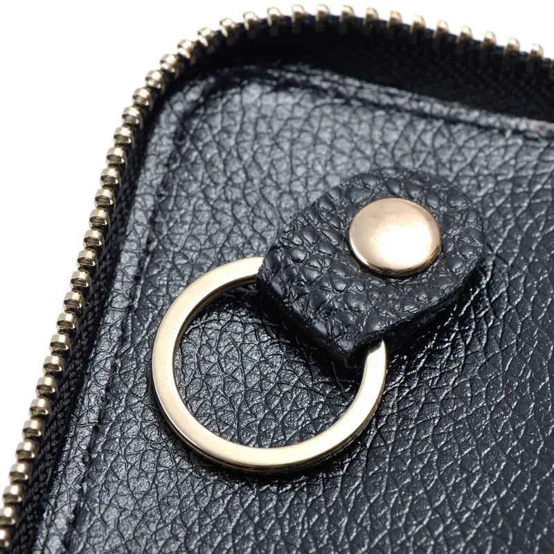 10 Colors Option Split Cow Leather Zipper Pocket Keys Case Holder Bag