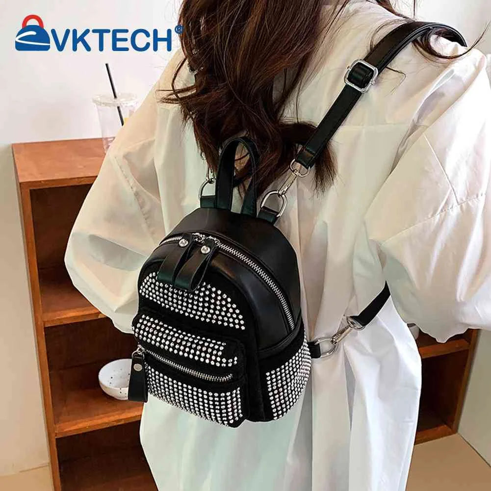 Rhinestone Backpack for Women Crystal Travel Shoulder Bag