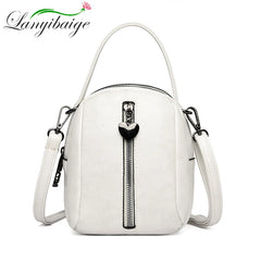 Round Tote Bag PU Leather Shoulder Bag Ladies Casual Diagonal
