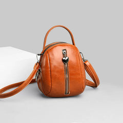 Round Tote Bag PU Leather Shoulder Bag Ladies Casual Diagonal