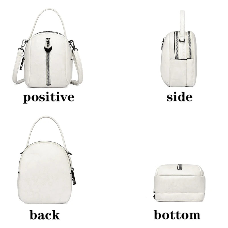 Round Tote Bag PU Leather Shoulder Bag Ladies Casual Diagonal