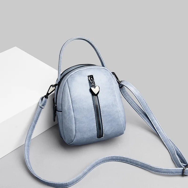 Round Tote Bag PU Leather Shoulder Bag Ladies Casual Diagonal