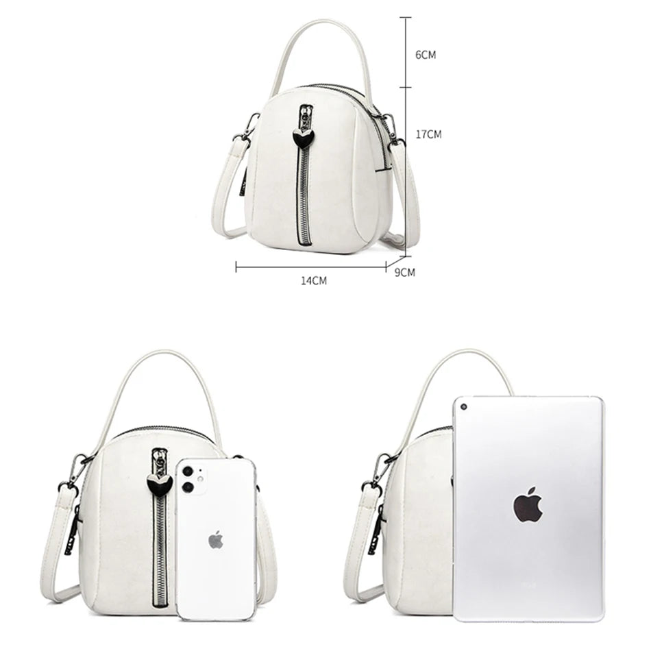 Round Tote Bag PU Leather Shoulder Bag Ladies Casual Diagonal