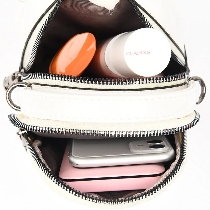 Round Tote Bag PU Leather Shoulder Bag Ladies Casual Diagonal