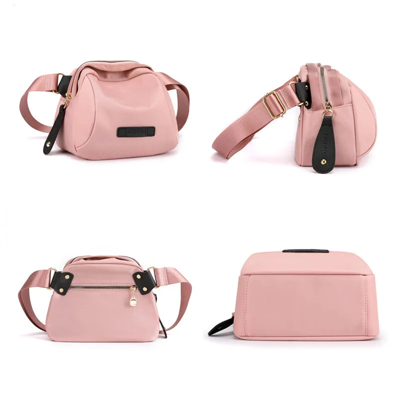 Women's Nylon Shoulder Bag with Wide Strap Crossbody Purse