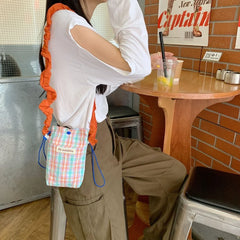 Canvas Shoulder Bag Mini CrossBody Purse Plaid Wallet