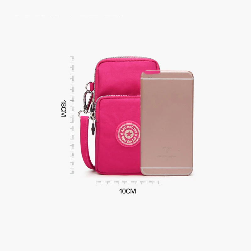 Small Nylon Shoulder Bag for Women Mini Mobile Phone Messenger Purse