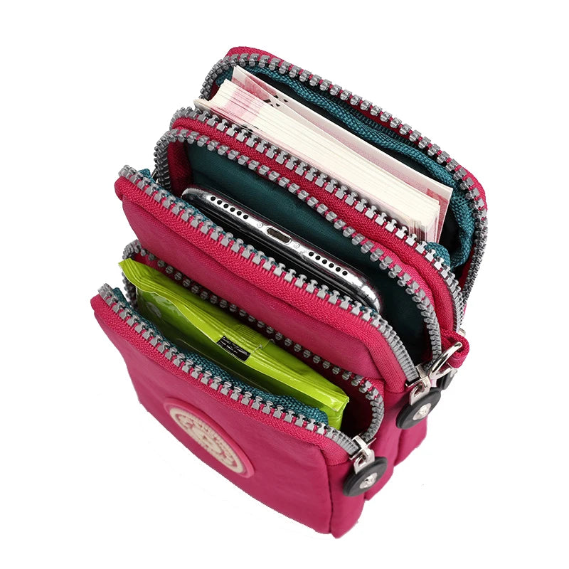 Small Nylon Shoulder Bag for Women Mini Mobile Phone Messenger Purse